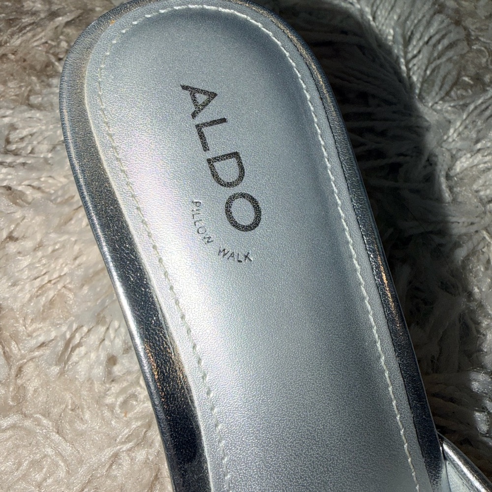 Aldo Metallic Silver Mules - Picture 4 of 5
